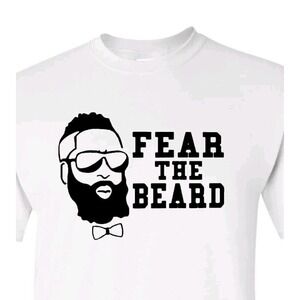 Mens Fear The Beard Shirt Size Medium‎ White Cotton Graphic Mr T Gildan